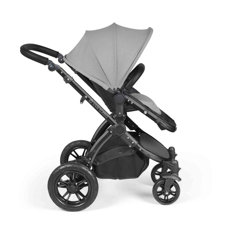 Ickle Bubba Travel Systems Stomp Luxe All-in-One Travel System With Isofix Base (Cirrus) - Black / Pearl Grey / Black