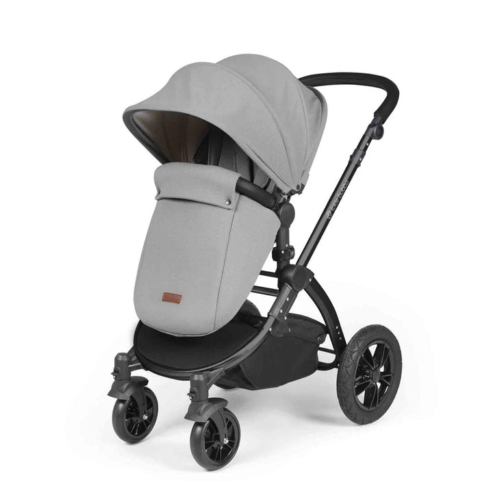 Ickle Bubba Travel Systems Stomp Luxe All-in-One Travel System With Isofix Base (Cirrus) - Black / Pearl Grey / Black