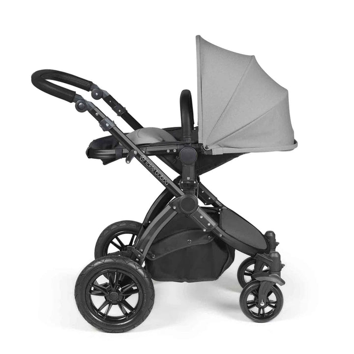 Ickle Bubba Travel Systems Stomp Luxe All-in-One Travel System With Isofix Base (Cirrus) - Black / Pearl Grey / Black