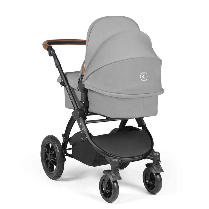 Ickle Bubba Travel Systems Stomp Luxe All-in-One Travel System With Isofix Base (Cirrus) - Black / Pearl Grey / Tan