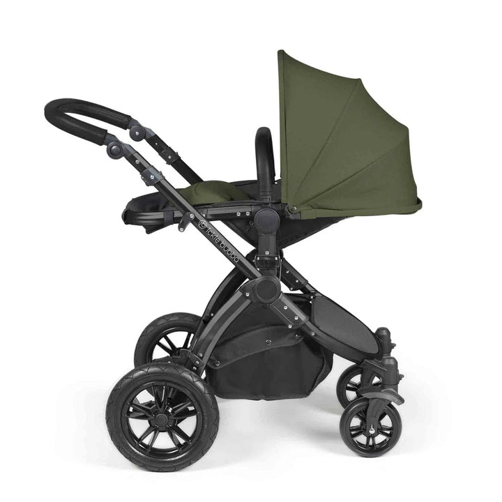 Ickle Bubba Travel Systems Stomp Luxe All-in-One Travel System With Isofix Base (Cirrus) - Black / Woodland / Black