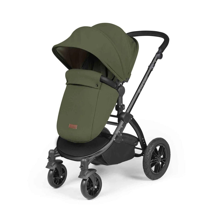 Ickle Bubba Travel Systems Stomp Luxe All-in-One Travel System With Isofix Base (Cirrus) - Black / Woodland / Black