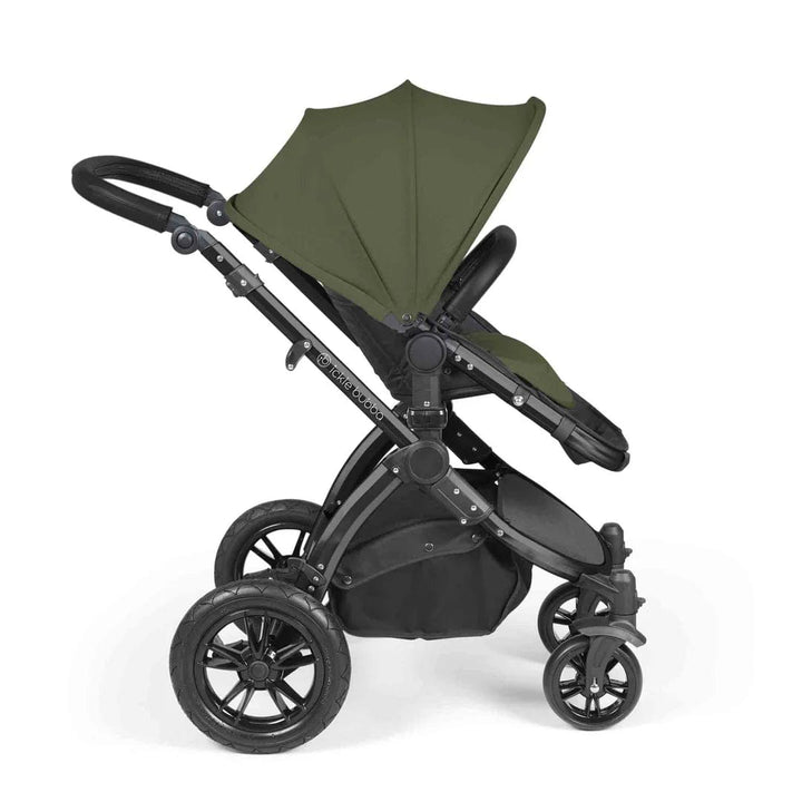 Ickle Bubba Travel Systems Stomp Luxe All-in-One Travel System With Isofix Base (Cirrus) - Black / Woodland / Black