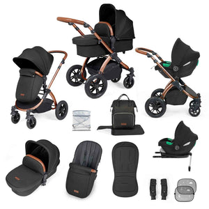 Ickle Bubba Travel Systems Stomp Luxe All-in-One Travel System With Isofix Base (Cirrus) - Bronze / Midnight / Tan