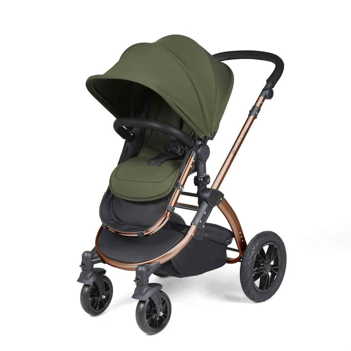 Ickle Bubba Travel Systems Stomp Luxe All-in-One Travel System With Isofix Base (Cirrus) - Bronze / Woodland / Black