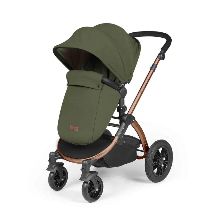 Ickle Bubba Travel Systems Stomp Luxe All-in-One Travel System With Isofix Base (Cirrus) - Bronze / Woodland / Black