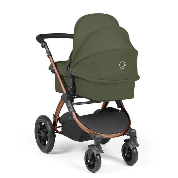 Ickle Bubba Travel Systems Stomp Luxe All-in-One Travel System With Isofix Base (Cirrus) - Bronze / Woodland / Black