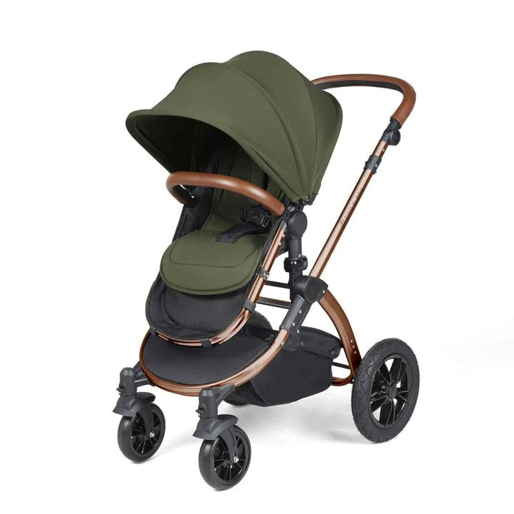 Ickle Bubba Travel Systems Stomp Luxe All-in-One Travel System With Isofix Base (Cirrus) - Bronze / Woodland / Tan