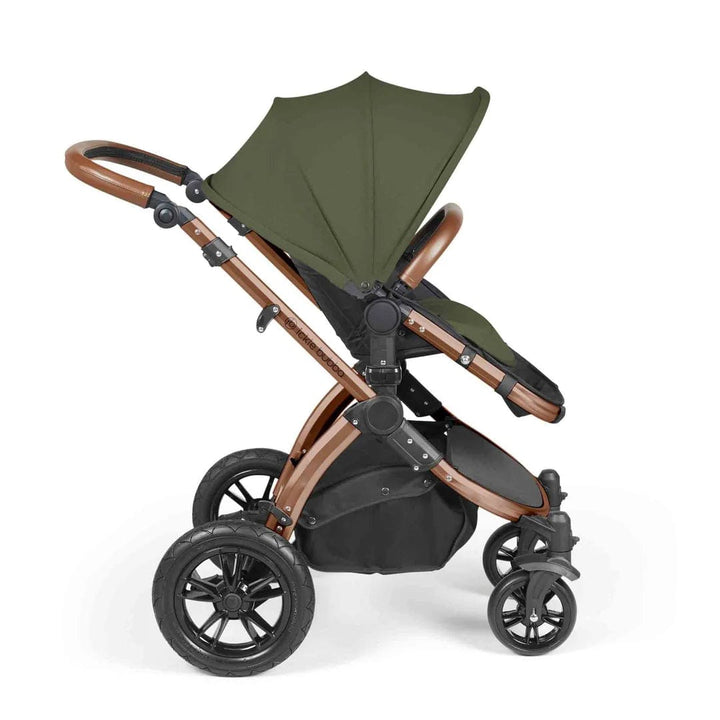 Ickle Bubba Travel Systems Stomp Luxe All-in-One Travel System With Isofix Base (Cirrus) - Bronze / Woodland / Tan