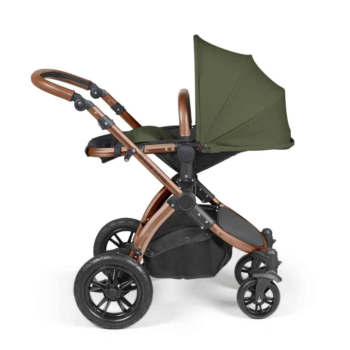 Ickle Bubba Travel Systems Stomp Luxe All-in-One Travel System With Isofix Base (Cirrus) - Bronze / Woodland / Tan