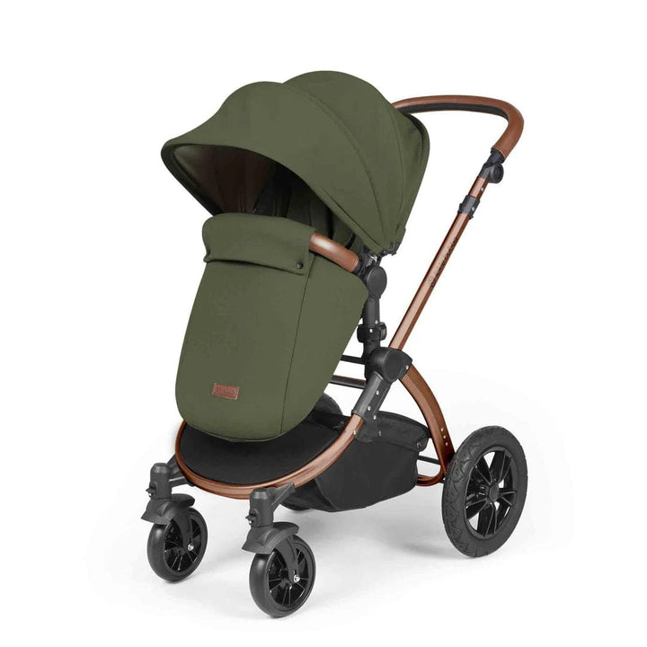 Ickle Bubba Travel Systems Stomp Luxe All-in-One Travel System With Isofix Base (Cirrus) - Bronze / Woodland / Tan