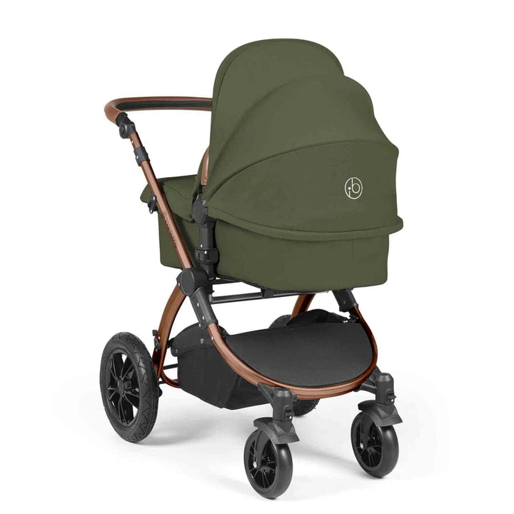 Ickle Bubba Travel Systems Stomp Luxe All-in-One Travel System With Isofix Base (Cirrus) - Bronze / Woodland / Tan