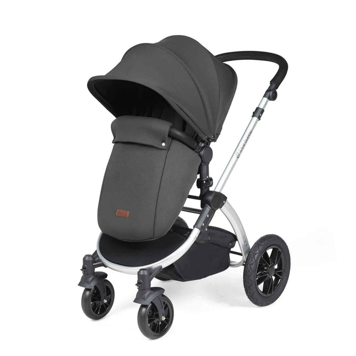 Ickle Bubba Travel Systems Stomp Luxe All-in-One Travel System With Isofix Base (Cirrus) - Silver / Charcoal Grey / Black