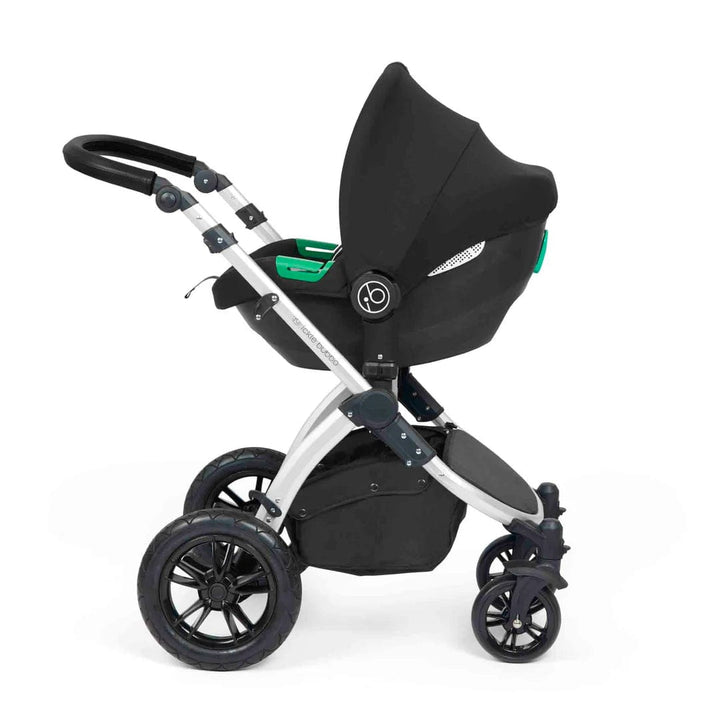 Ickle Bubba Travel Systems Stomp Luxe All-in-One Travel System With Isofix Base (Cirrus) - Silver / Charcoal Grey / Black