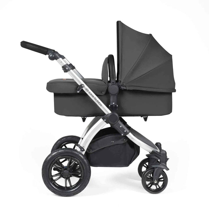 Ickle Bubba Travel Systems Stomp Luxe All-in-One Travel System With Isofix Base (Cirrus) - Silver / Charcoal Grey / Black