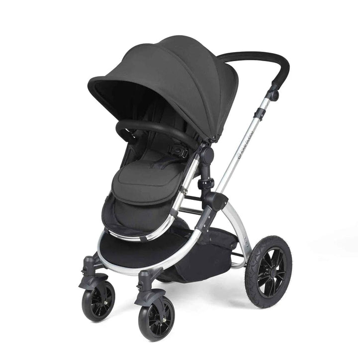 Ickle Bubba Travel Systems Stomp Luxe All-in-One Travel System With Isofix Base (Cirrus) - Silver / Charcoal Grey / Black