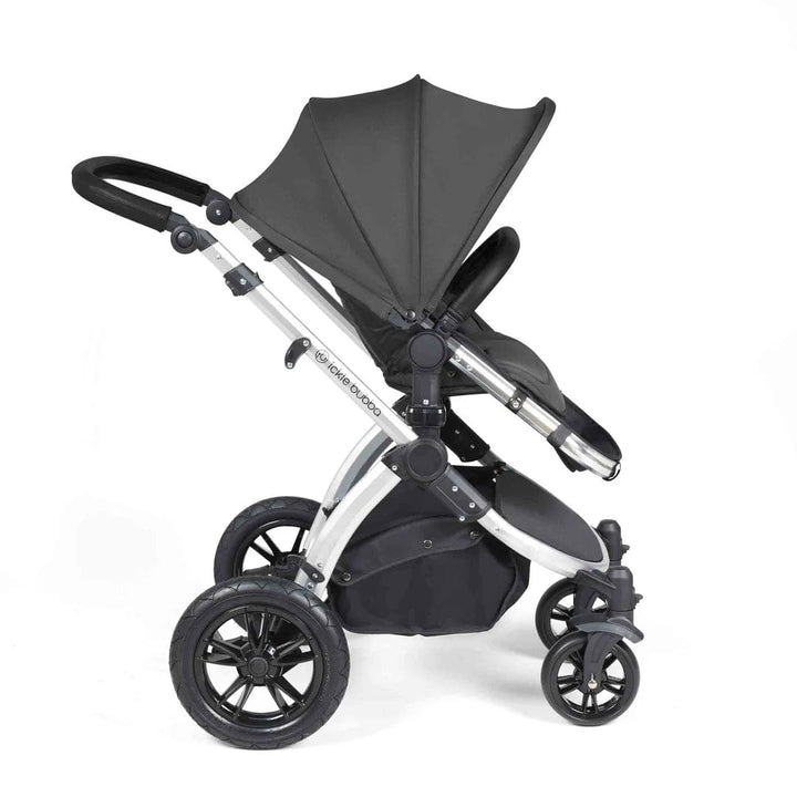 Ickle Bubba Travel Systems Stomp Luxe All-in-One Travel System With Isofix Base (Cirrus) - Silver / Charcoal Grey / Black