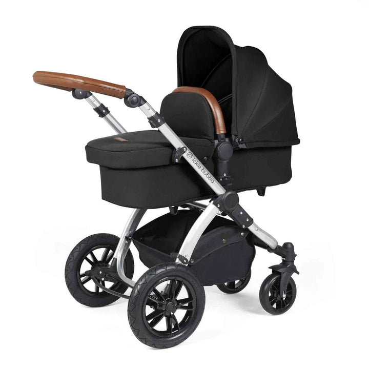 Ickle Bubba Travel Systems Stomp Luxe All-in-One Travel System With Isofix Base (Cirrus) - Silver / Midnight / Tan