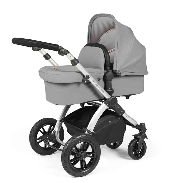 Ickle Bubba Travel Systems Stomp Luxe All-in-One Travel System With Isofix Base (Cirrus) - Silver / Pearl Grey / Black