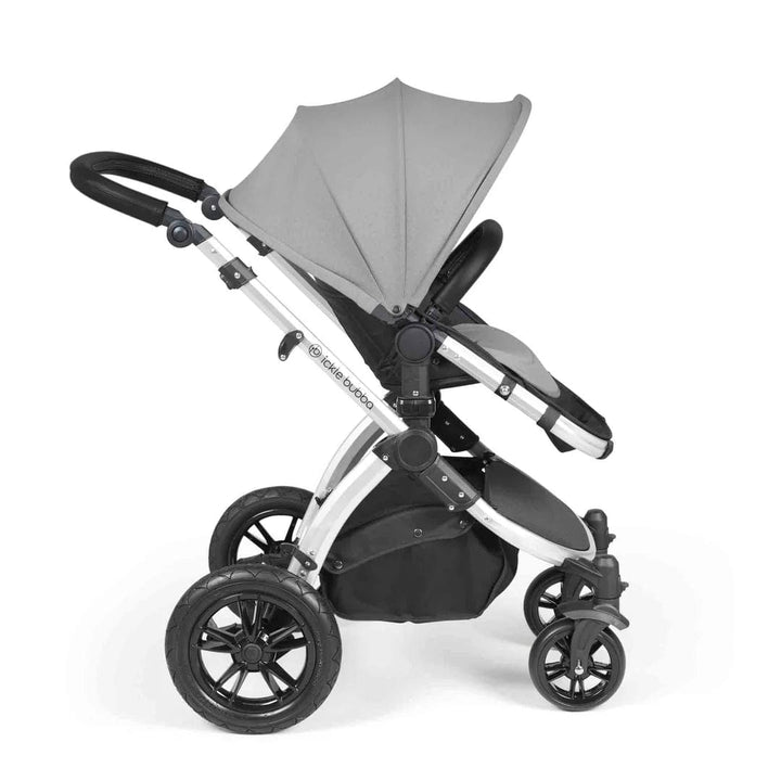 Ickle Bubba Travel Systems Stomp Luxe All-in-One Travel System With Isofix Base (Cirrus) - Silver / Pearl Grey / Black