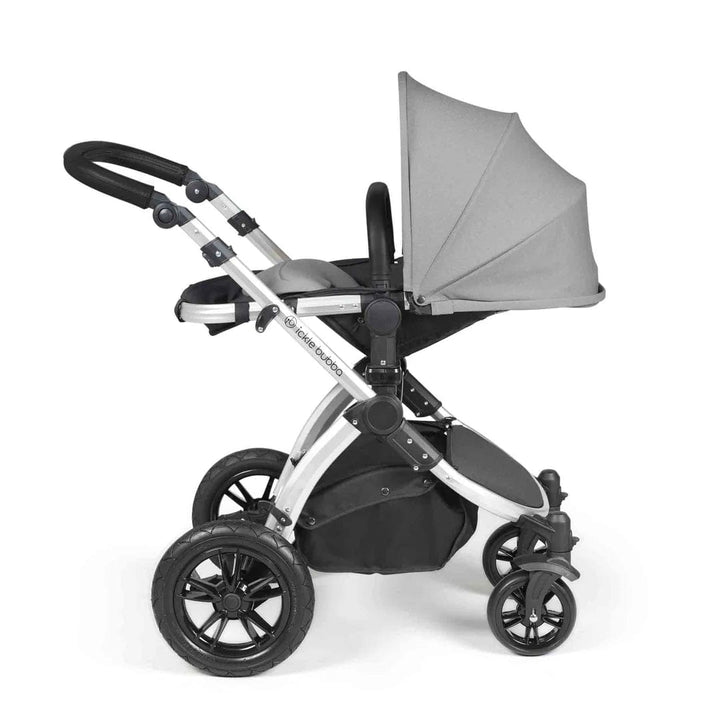 Ickle Bubba Travel Systems Stomp Luxe All-in-One Travel System With Isofix Base (Cirrus) - Silver / Pearl Grey / Black