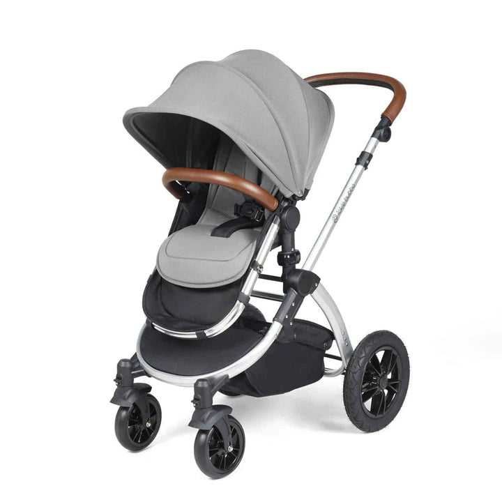 Ickle Bubba Travel Systems Stomp Luxe All-in-One Travel System With Isofix Base (Cirrus) - Silver / Pearl Grey / Tan