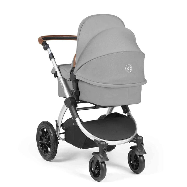 Ickle Bubba Travel Systems Stomp Luxe All-in-One Travel System With Isofix Base (Cirrus) - Silver / Pearl Grey / Tan