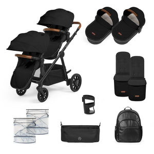 Ickle Bubba Wheels Ickle Bubba Libra 2in1 Pushchair, Twin Package - Black / Black / Tan