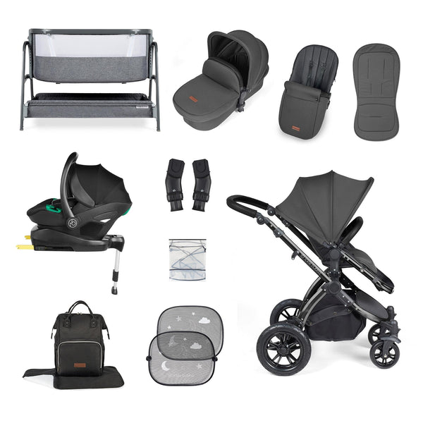 Ickle Bubba Wheels Ickle Bubba Stomp Luxe All-in-One i-Size Travel System (Stratus) with Bubba&Me - Black / Charcoal Grey / Black