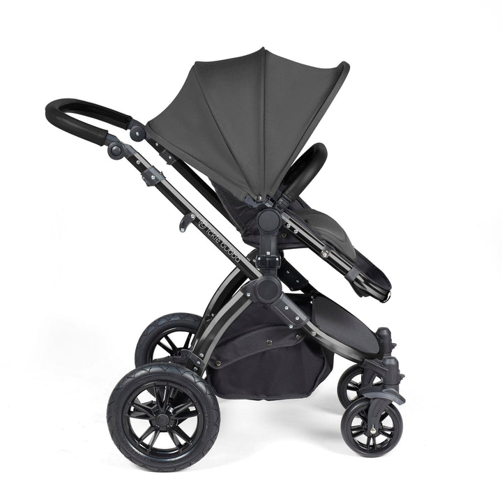 Ickle Bubba Wheels Ickle Bubba Stomp Luxe All-in-One i-Size Travel System (Stratus) with Bubba&Me - Black / Charcoal Grey / Black