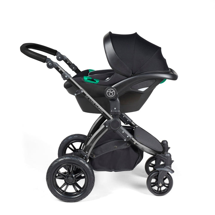 Ickle Bubba Wheels Ickle Bubba Stomp Luxe All-in-One i-Size Travel System (Stratus) with Bubba&Me - Black / Charcoal Grey / Black