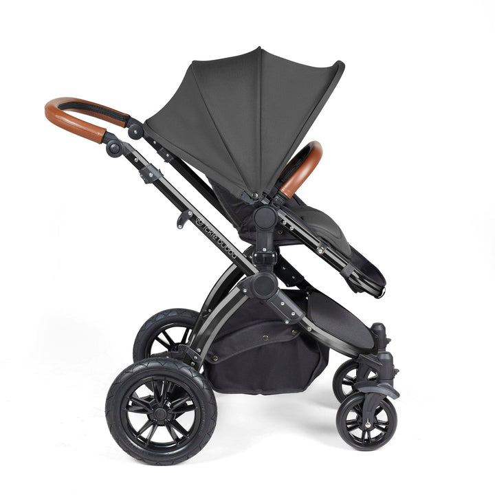 Ickle Bubba Wheels Ickle Bubba Stomp Luxe All-in-One i-Size Travel System (Stratus) with Bubba&Me - Black / Charcoal Grey / Tan