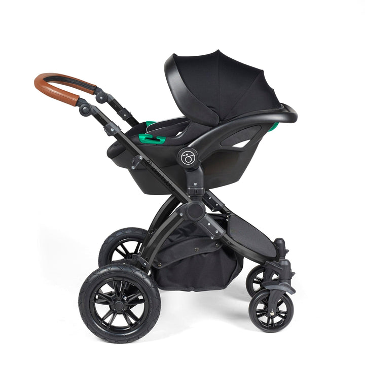 Ickle Bubba Wheels Ickle Bubba Stomp Luxe All-in-One i-Size Travel System (Stratus) with Bubba&Me - Black / Charcoal Grey / Tan