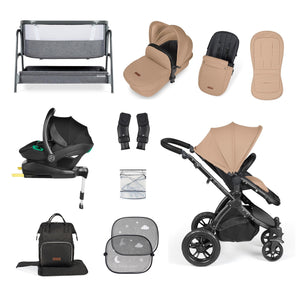 Ickle Bubba Wheels Ickle Bubba Stomp Luxe All-in-One i-Size Travel System (Stratus) with Bubba&Me - Black / Desert / Black