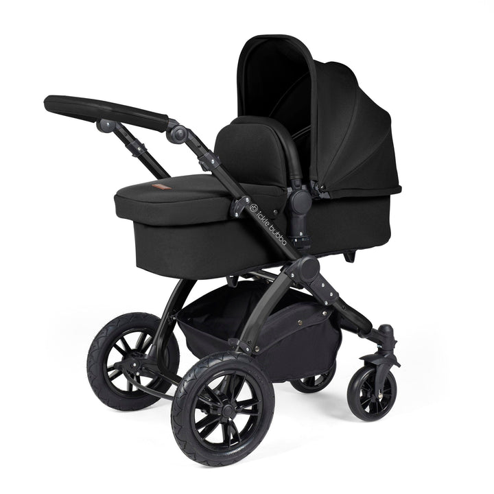 Ickle Bubba Wheels Ickle Bubba Stomp Luxe All-in-One i-Size Travel System (Stratus) with Bubba&Me - Black / Midnight / Black