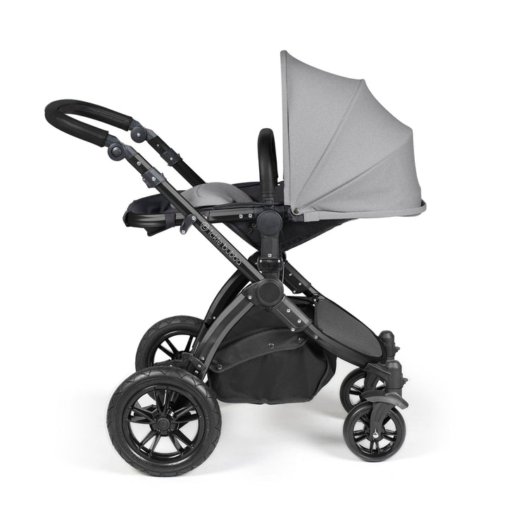 Ickle Bubba Wheels Ickle Bubba Stomp Luxe All-in-One i-Size Travel System (Stratus) with Bubba&Me - Black / Pearl Grey / Black