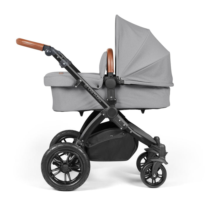 Ickle Bubba Wheels Ickle Bubba Stomp Luxe All-in-One i-Size Travel System (Stratus) with Bubba&Me - Black / Pearl Grey / Tan