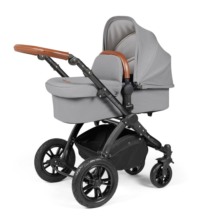 Ickle Bubba Wheels Ickle Bubba Stomp Luxe All-in-One i-Size Travel System (Stratus) with Bubba&Me - Black / Pearl Grey / Tan