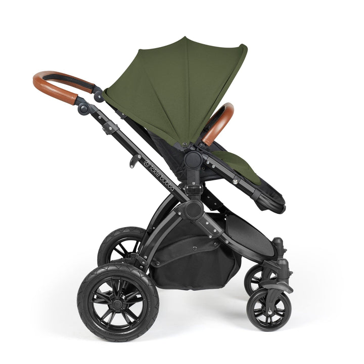 Ickle Bubba Wheels Ickle Bubba Stomp Luxe All-in-One i-Size Travel System (Stratus) with Bubba&Me - Black / Woodland / Tan