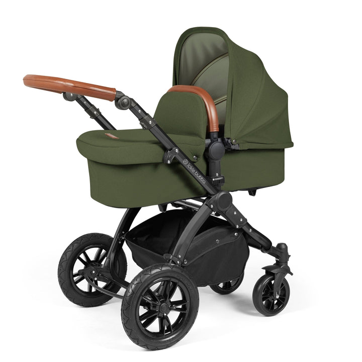 Ickle Bubba Wheels Ickle Bubba Stomp Luxe All-in-One i-Size Travel System (Stratus) with Bubba&Me - Black / Woodland / Tan