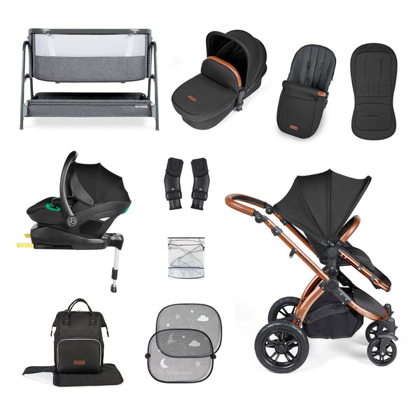 Ickle Bubba Wheels Ickle Bubba Stomp Luxe All-in-One i-Size Travel System (Stratus) with Bubba&Me - Bronze / Midnight / Tan