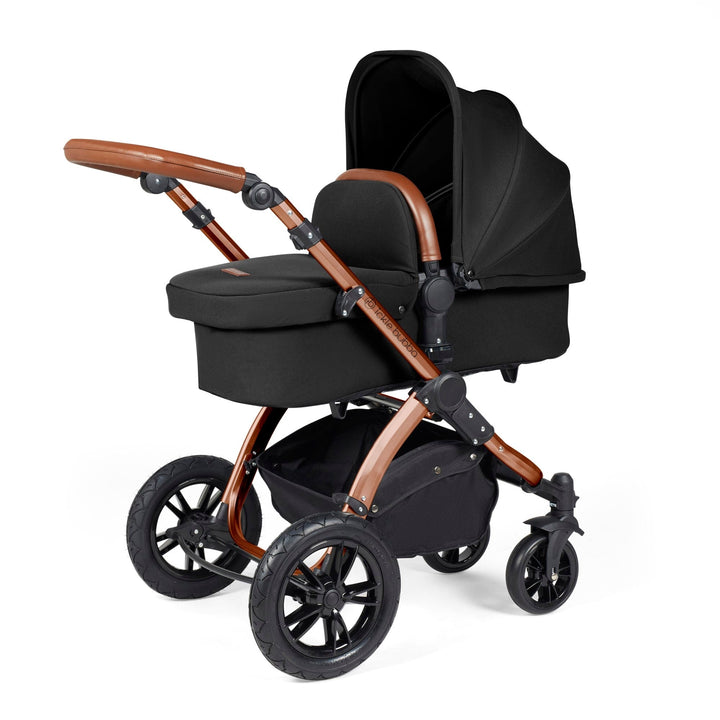 Ickle Bubba Wheels Ickle Bubba Stomp Luxe All-in-One i-Size Travel System (Stratus) with Bubba&Me - Bronze / Midnight / Tan