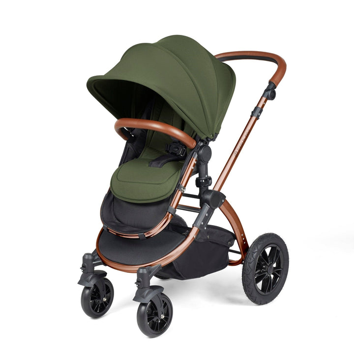 Ickle Bubba Wheels Ickle Bubba Stomp Luxe All-in-One i-Size Travel System (Stratus) with Bubba&Me - Bronze / Woodland / Tan