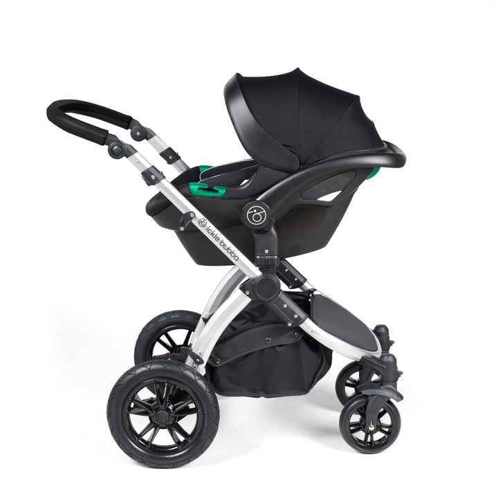 Ickle Bubba Wheels Ickle Bubba Stomp Luxe All-in-One i-Size Travel System (Stratus) with Bubba&Me - Silver / Charcoal Grey / Black