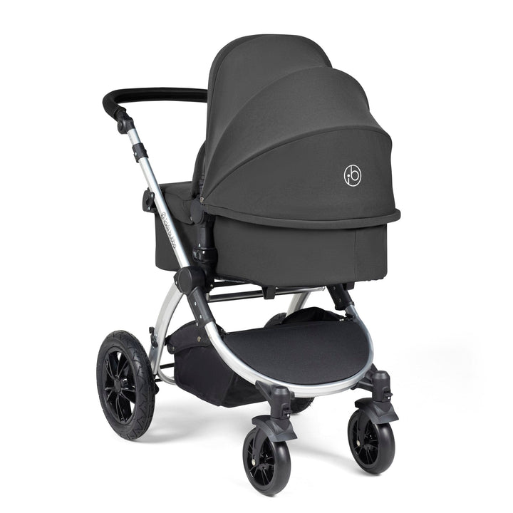 Ickle Bubba Wheels Ickle Bubba Stomp Luxe All-in-One i-Size Travel System (Stratus) with Bubba&Me - Silver / Charcoal Grey / Black