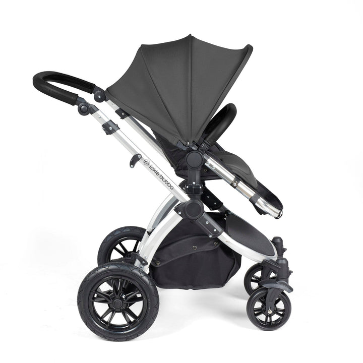 Ickle Bubba Wheels Ickle Bubba Stomp Luxe All-in-One i-Size Travel System (Stratus) with Bubba&Me - Silver / Charcoal Grey / Black