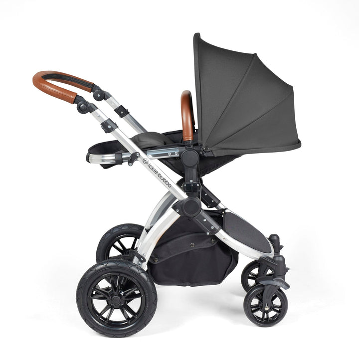 Ickle Bubba Wheels Ickle Bubba Stomp Luxe All-in-One i-Size Travel System (Stratus) with Bubba&Me - Silver / Charcoal Grey / Tan