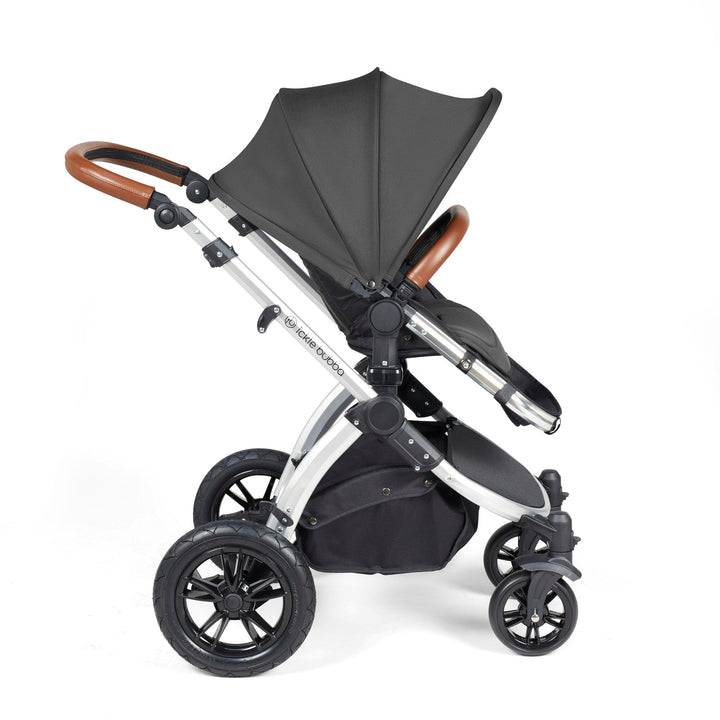 Ickle Bubba Wheels Ickle Bubba Stomp Luxe All-in-One i-Size Travel System (Stratus) with Bubba&Me - Silver / Charcoal Grey / Tan