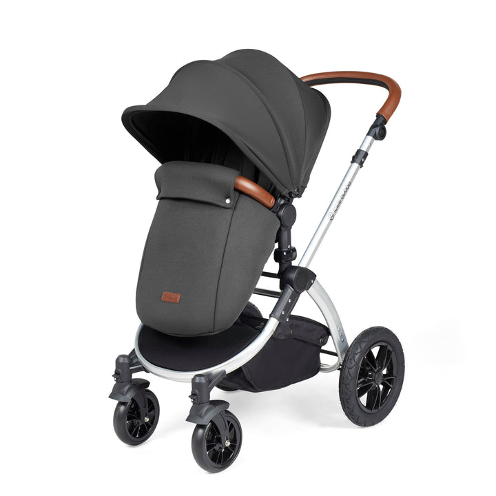 Ickle Bubba Wheels Ickle Bubba Stomp Luxe All-in-One i-Size Travel System (Stratus) with Bubba&Me - Silver / Charcoal Grey / Tan