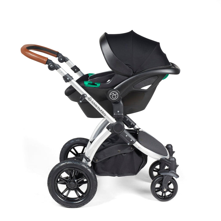 Ickle Bubba Wheels Ickle Bubba Stomp Luxe All-in-One i-Size Travel System (Stratus) with Bubba&Me - Silver / Charcoal Grey / Tan